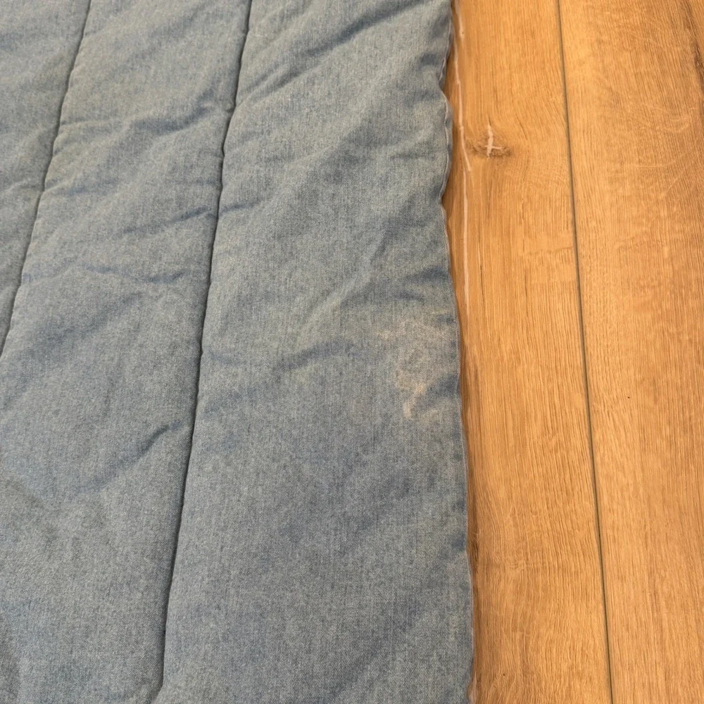 VTG Ralph Lauren Denim Comforter Set Blue Jean Flag Logo Plaid Sham/Skirt Queen